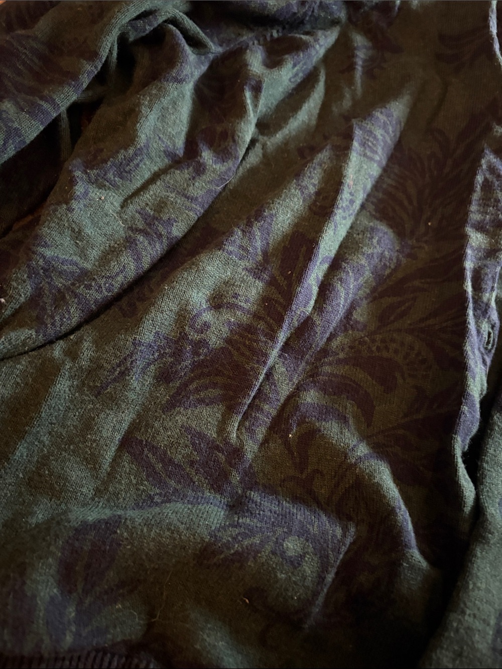 croft & barrow Dark Green and Navy Patterned Button Cardigan - Picture 2 of 4